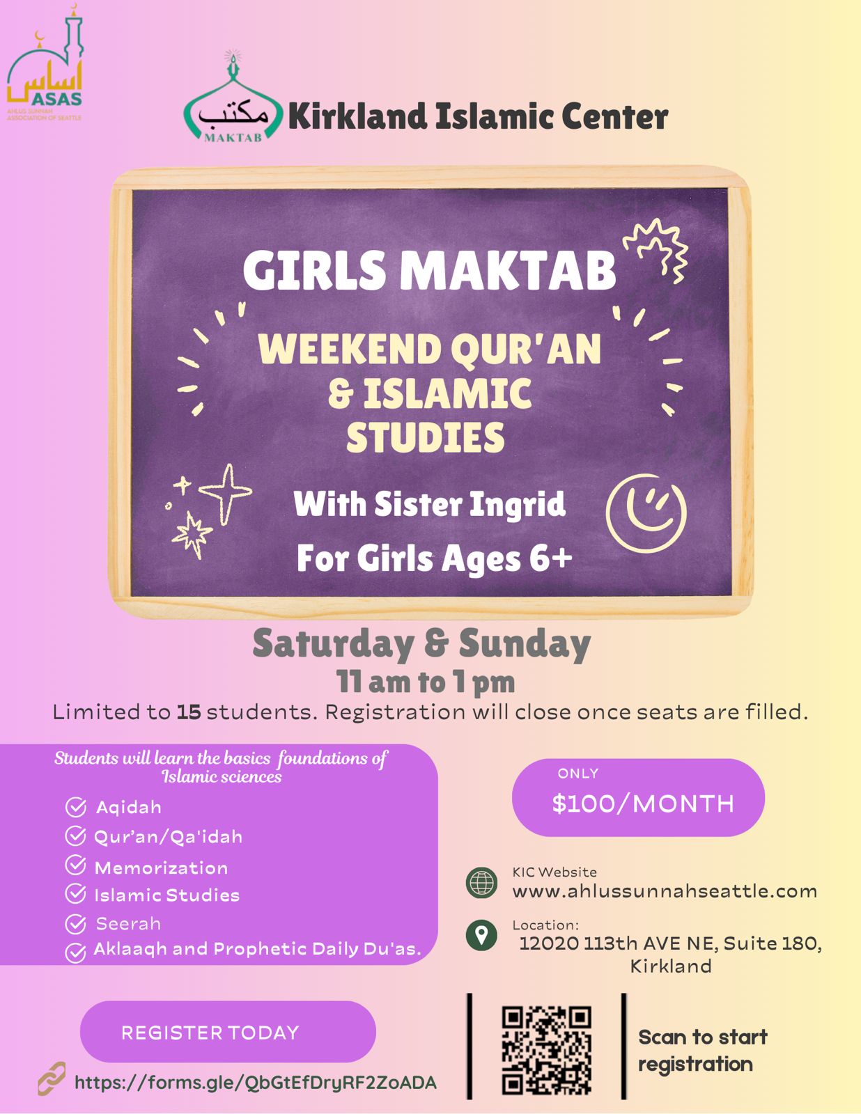 Girls Maktab – Weekend Qur’an & Islamic Studies